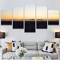 SIGNWIN 5 Panel Canvas Wall Art Sunset in The Mountains for Home Decorations Ready to Hang - 60