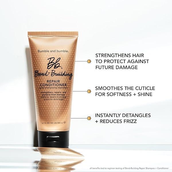 BUMBLE AND BUMBLE. BOND-BUILDING HAIR REPAIR CONDITIONER | FOR DAMAGED HAIR | COLOR SAFE | ANTI FRIZZ + ADDS SHINE | CURLY, WAVY, STRAIGHT, 6.7 FL OZ