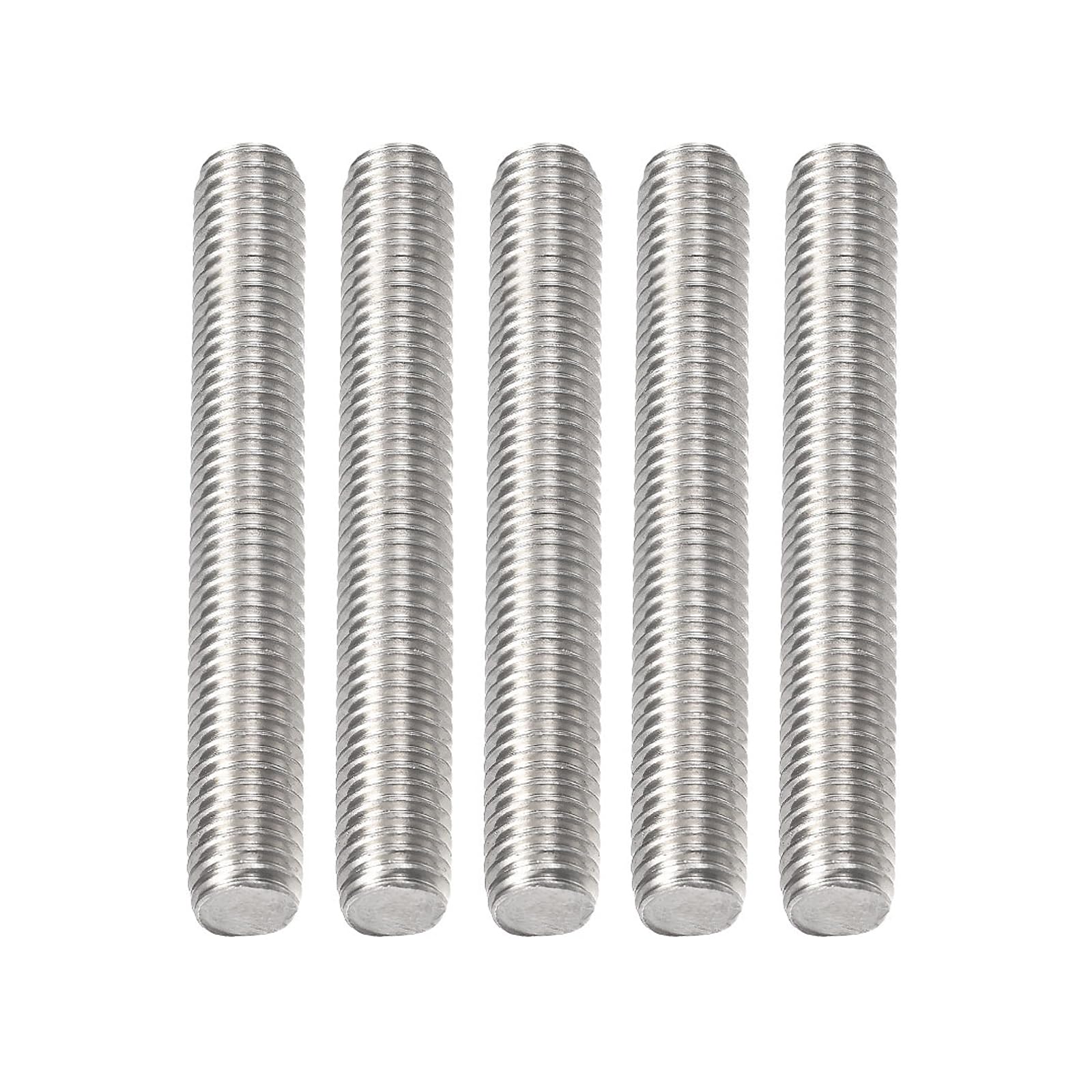 DTGN M8x1.25x60mm(DxPxL) Fully Threaded Rod - 5Pack - Good for Machinery - 304 Stainless Steel Right Hand Thread Rods Bar Studs - Silver