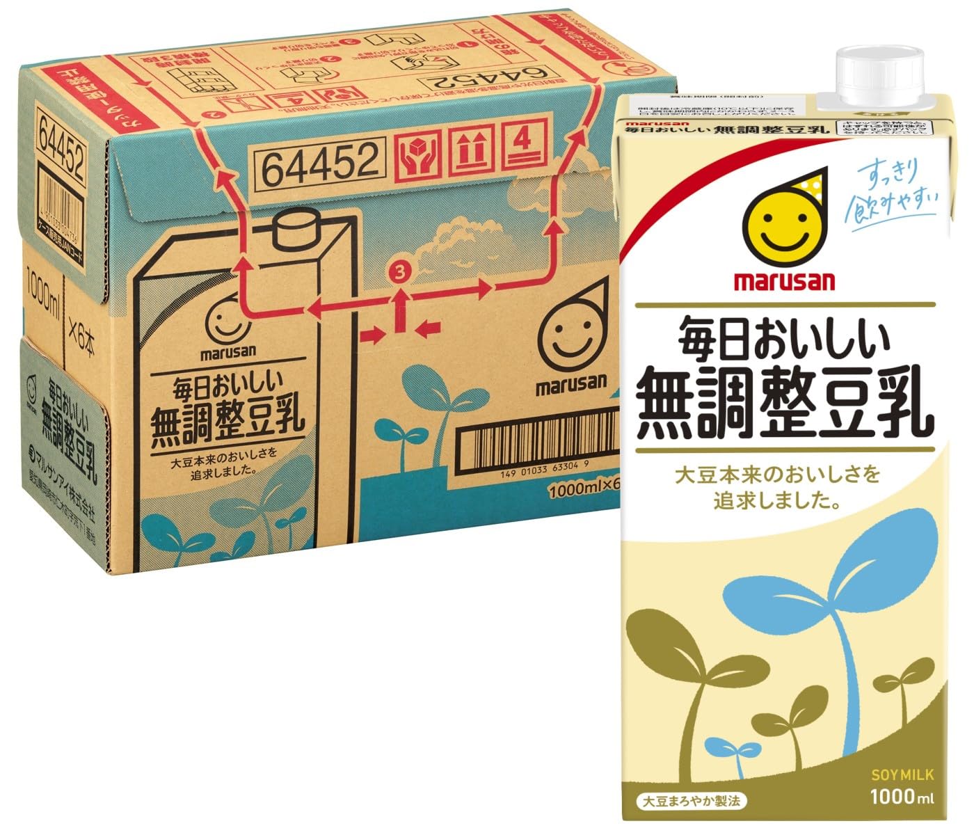 マルサン 毎日おいしい無調整豆乳 1000ml×6本商品画像