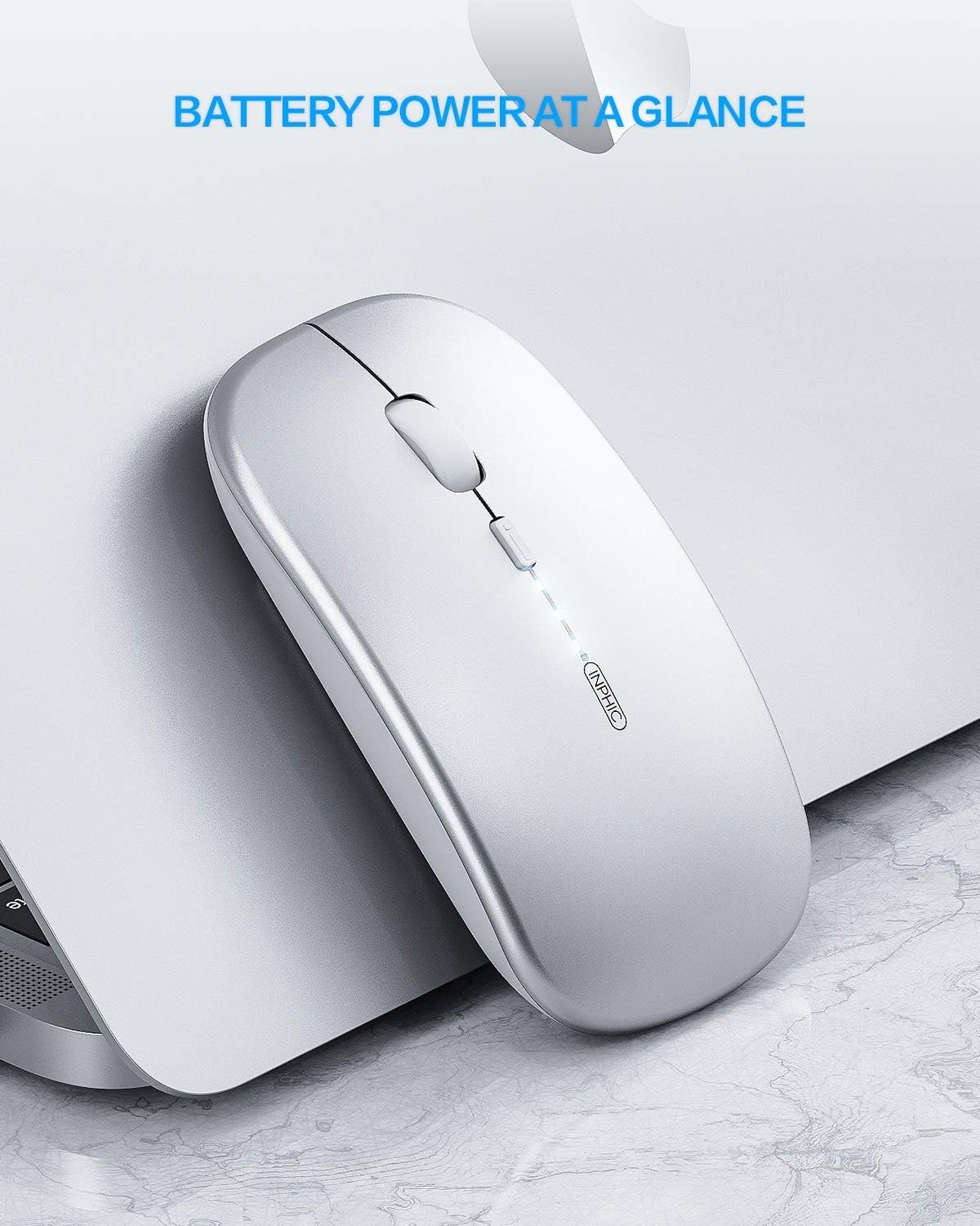inphic Wireless Mouse Rechargeable, Ultra Thin 2.4G Silent Optical Mouse 1600 DPI with USB Receiver for Laptop PC, Mac - Image 4