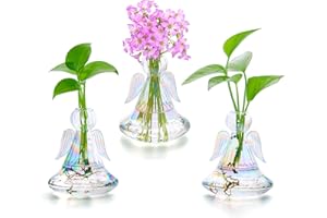 XXXFLOWER Plant Propagation Station,Angel Glass Terrarium Plant Starter Vases for Plant Cuttings Set of 3 Flower Vase for Hydroponics Plants Gifts for Plant Lovers Office Desk Decor