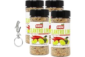 moofin Badia Cilantro Lime Salt 8 Oz, Cilantro Seasoning Blend For Grilled Meat And Veggies, With Silver Ss Bottle Opener Keychain, All-Purpose Lime Pepper Seasoning, Resealable Container, Pack Of 4