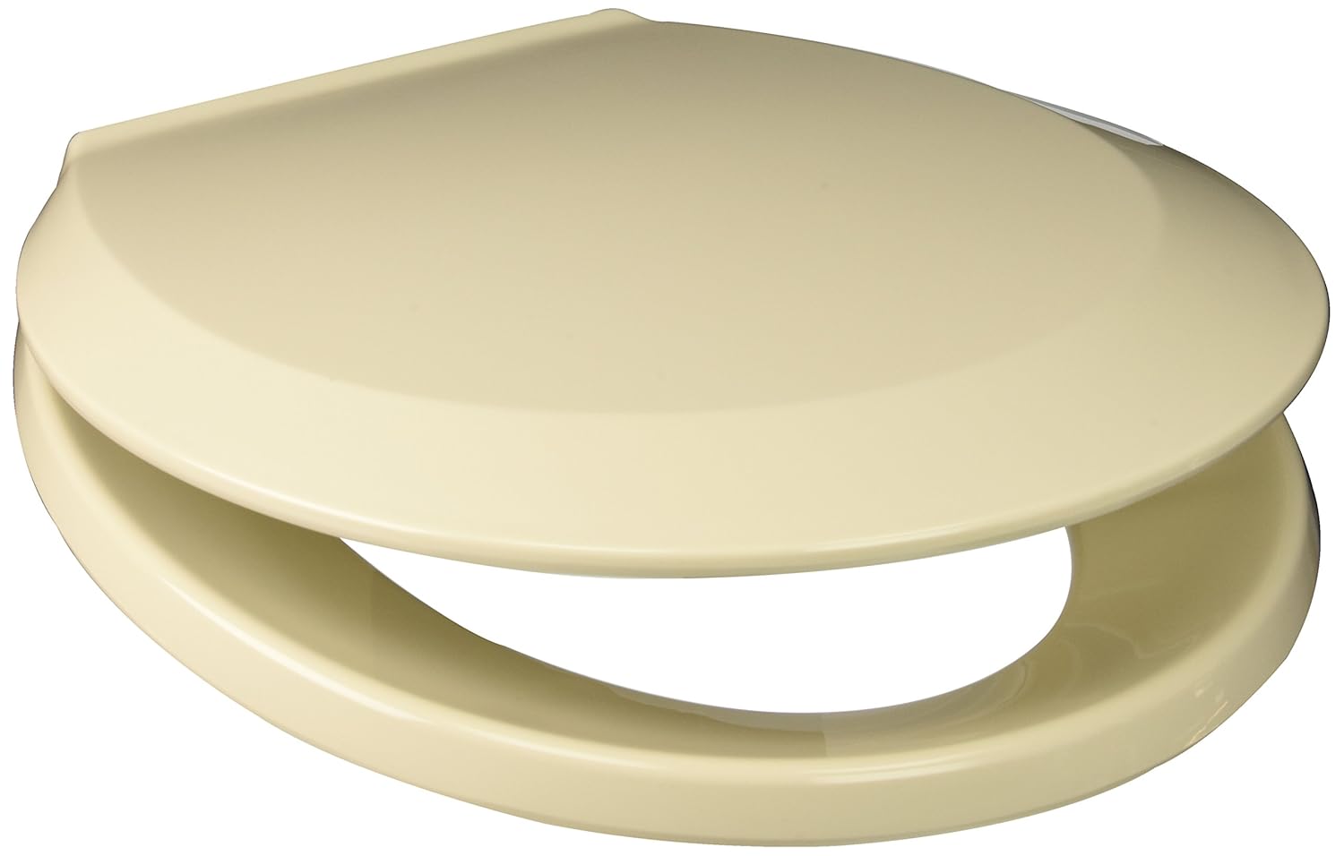 PlumbTech 23001 Premium Plastic Round Toilet Seat with Adjustable Hinge, Bone