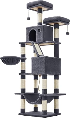 Arbre à Chat, 203,5 cm, 2 Plateformes, 2 Grottes, Panier, Hamac