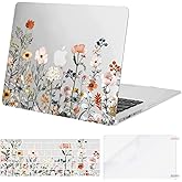 MOSISO Compatible with MacBook Air 13 inch Case (A1369 & A1466, Older Version 2010-2017 Release), Plastic Garden Flowers Hard Shell Case & Keyboard Cover & Screen Protector, Transparent