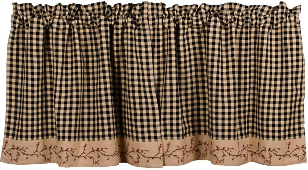 Primitive Home Decors Berry Vine Check Black and Nutmeg 72