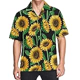 visesunny Hawaiian Shirt for Men Sunflower Short