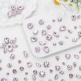 YHMQDU Sew on Rhinestones 205 PCS Glass Mixed Shapes Sew on Crystal Gems Flatback with Silver Claw for Jewelry Crafts Clothes Shoes Costume (Pink Rhinestones)