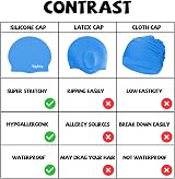 Nepfaivy Kids Swimming Cap 100% Silicone Sky Blue 6-14 Years view 7