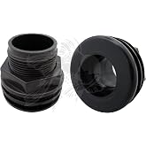 AM Brand 1" Slip x Slip 1" 3/4" Hole Twin Pack - Black PVC Aquarium Bulkhead Fitting - For Aquariums &amp; Filtration Sumps