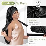 BONNET QUEEN Silk Bonnet for Sleeping Long Hair & Braids Black view 5