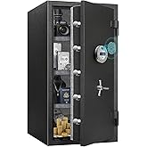 9.8 Cub 124 Lb Extra Large Biometric Genuine Fireproof Waterproof Home Safe | [Dual Mode] Heavy Duty Fire Proof Safe for Document Business Office