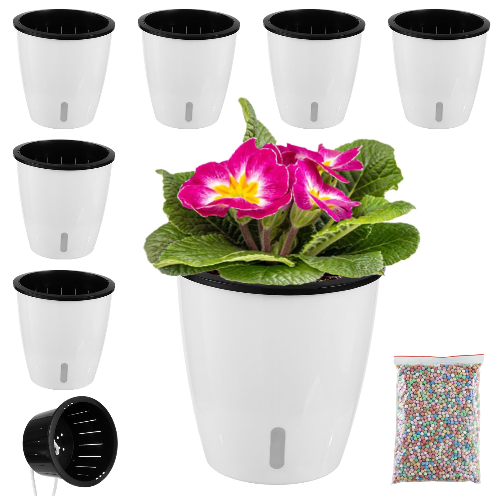 Planterhoma 5 Inch Self Watering Pots for Indoor Plants, 6 Packs ...