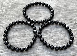Black Obsidian Crystal Bead Bracelet 8mm, Wholesale