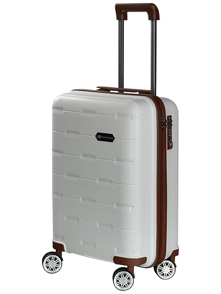 Nasher Miles Santorini Polypropylene 55cm White Brown Hard-Sided Cabin Trolley Bag