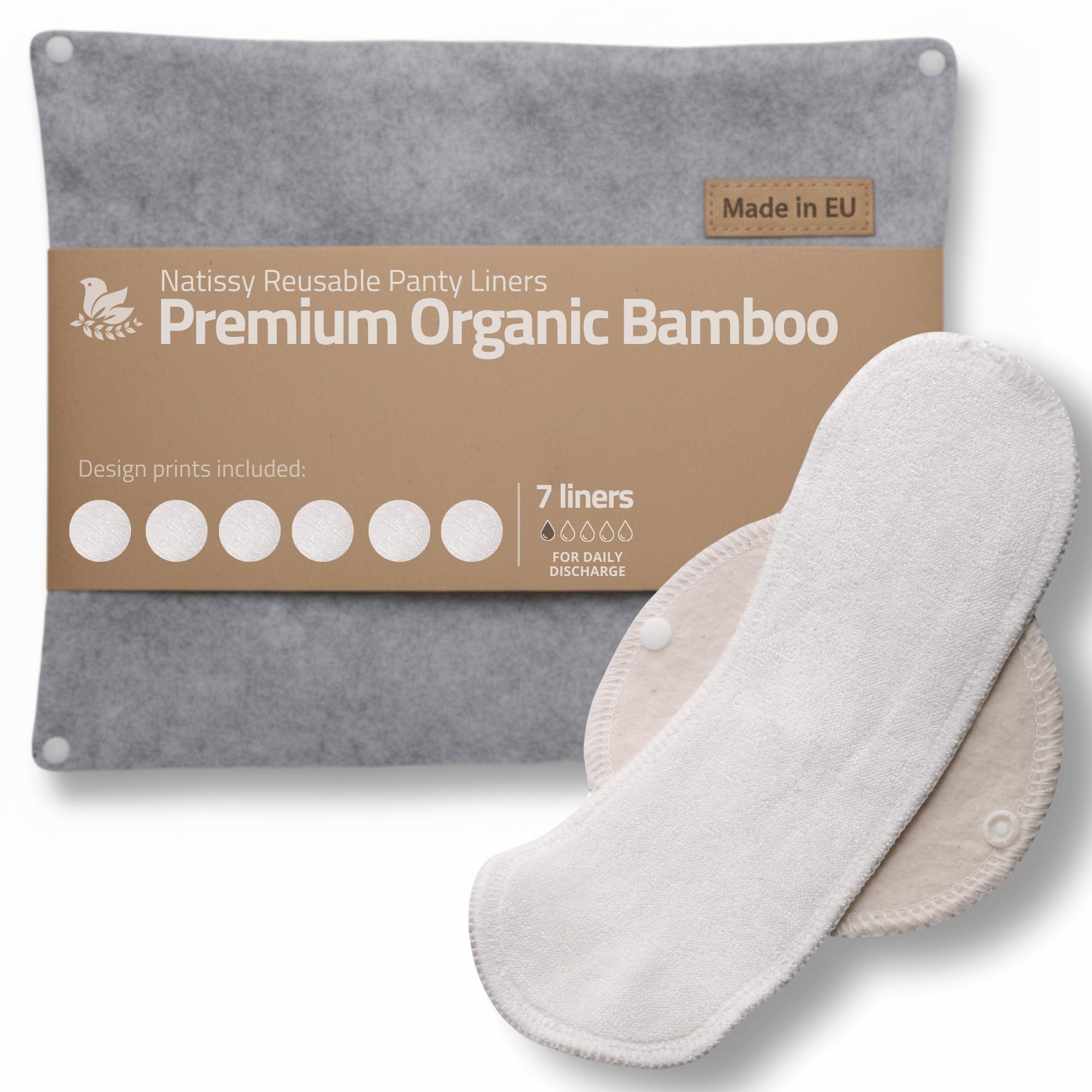 Made in EU - Ultra-Thin Reusable Panty Liners (Medium, 7-Pack) – High-Temp Washable Cloth Panty Liners for Women – Secure & Breathable Organic Viscose Keeps You Fresh & Dry for Daily Vaginal Discharge