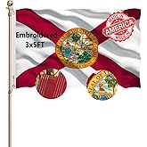 KEYCA Embroidery Florida Flags 3x5 Outdoor Heavy Duty Double Sided 340D Nylon Vivid Color Anti-Fading with 2 Brass Grommets for Home/Company/Indoor Outdoor Decoration