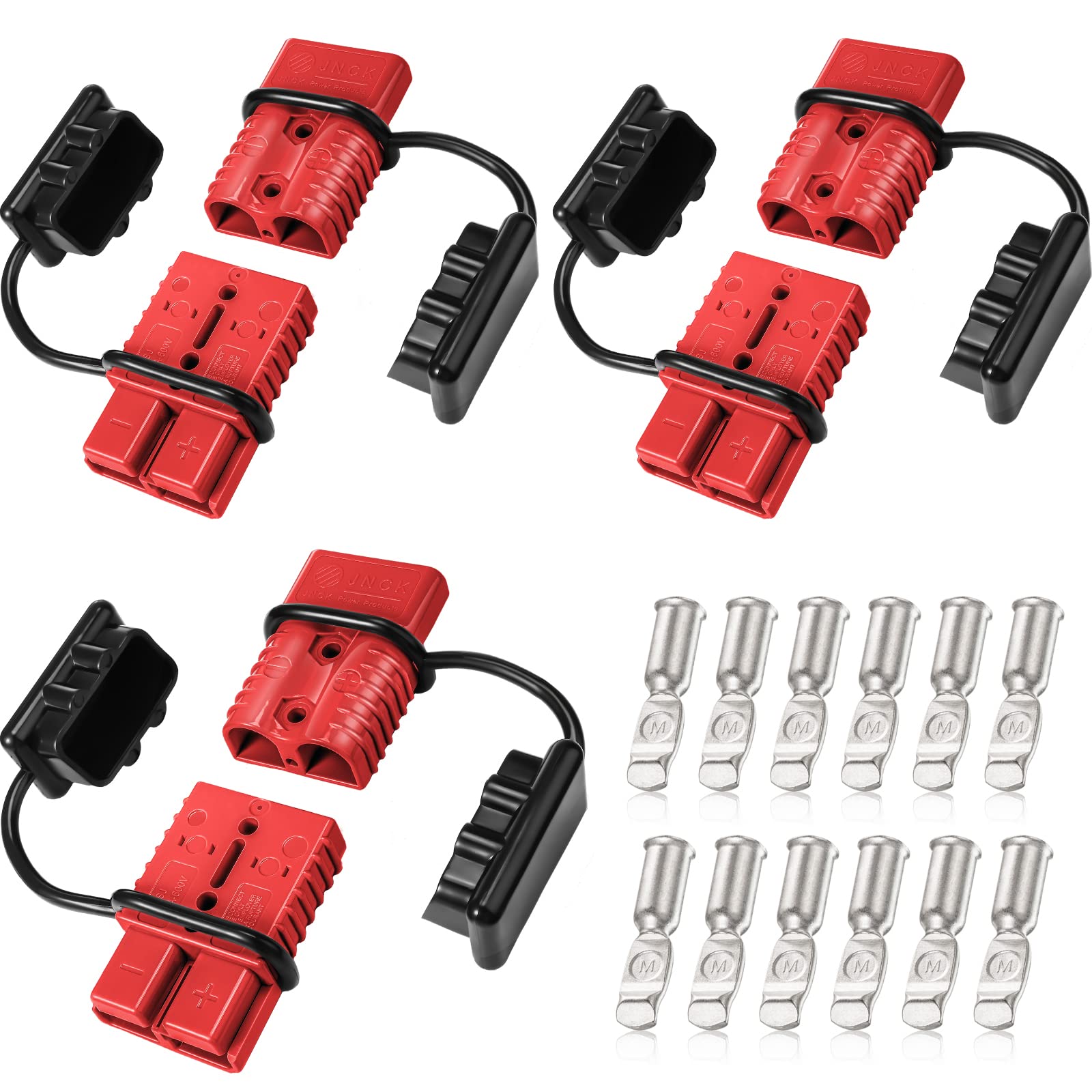 Photo 1 of Frienda 6 Pieces 2-4 Gauge 175A Battery Quick Connector 12-36V Battery Quick Disconnect Wire Harness Plug Kit Battery Quick Connector Disconnect Plug for Motor Winch Trailer (Red)
