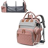 Astro alan Baby Diaper Bags with Changing Station, Waterproof Diaper Bag Backpack for Moms Dads with USB Charging Port, Baby Shower Gifts, Large Capacity diaper backpack, Grey Pink