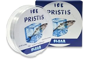 Pristis Fluorocarbon Coated Ice Fishing Line, 220 Yds Clear Abrasion Resistant Copolymer High Strength Nylon Line with Spool,