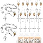 Taikula 12/20/30 PCS 14 inch Lady of Guadalupe Bead Rosaries Wooden Rosary with Crucifix Necklace, Favors Catholic Gift Rosaries with Organza Bag for Baptism, for Men Women