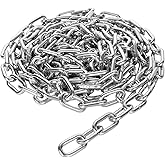 WOPPLXY 19.6ft (6 m) Length Galvanized Steel Chain, 0.23 Inch(6 mm) Heavy Duty Coil Chain, Stainless Steel Link Chain for Home Outdoor Fence Gate, Garage Doors, Swing Chain, Bicycle Security Lock
