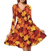 Forchrinse Colorful Mushroom Dress for Women Long Sleeve Midi Sundress Mushroom Dresses for Party Casual Wedding Birthday