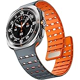 Spapoy Magnetic Band Compatible with Samsung Galaxy Watch Ultra Bands 47mm (2025/2024), Strong Magnet Soft Breathable Silicone Sport Strap for Men Women