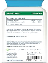Health4All Vitamin K2 MK7 200mcg Natto 180 Tablets Vegan UK Made view 8