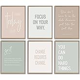 Inspirational Motivational Office Decor Posters Prints Unframed Set of 6, Minimalist Pastel Wall Art Print Decor, Positive Affirmations Team Teamwork Difference Maker Wall Picture, 8"x10"unframed