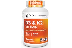 Dr. Berg Maximum Strength 7-in-1 Vitamin D3 K2 5000 IU | Naturally Derived D3 | 4X Lab-Tested & Verified | High Absorption Formula | K2 D3 Vitamin Supplement | 60 Capsules
