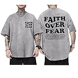 Kelxjia Christian Shirts for Men Faith Over Fear