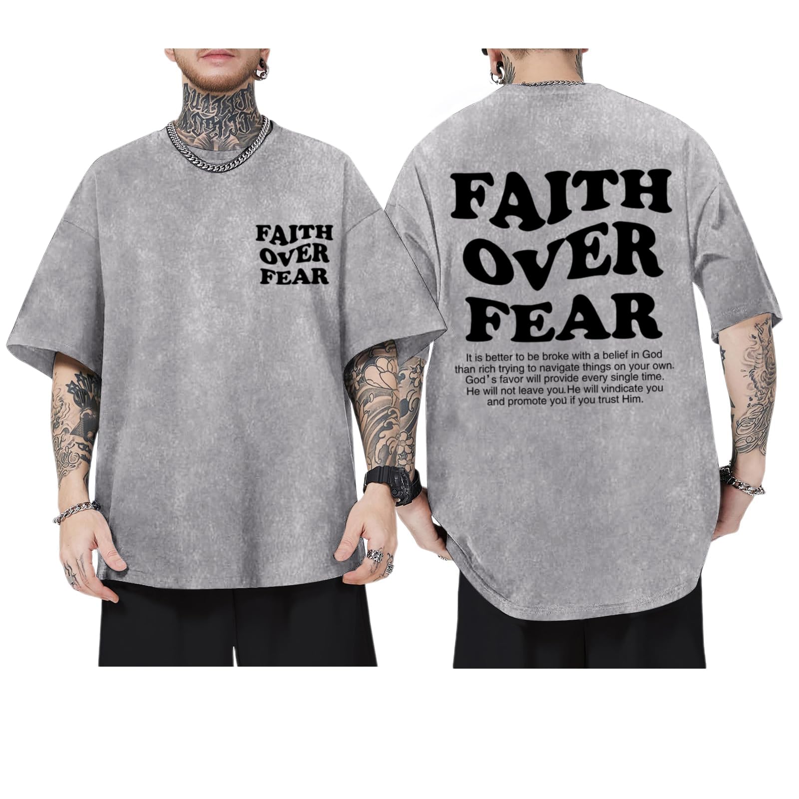 Kelxjia Christian Shirts for Men Faith Over Fear