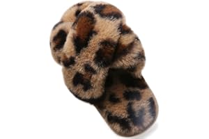 LightFun Girl's Fuzzy Fluffy Furry Slippers Fur Flip Flop Open Toe kids Slippers Cross Band Shoes Slides for Girls House Home Indoor Outdoor