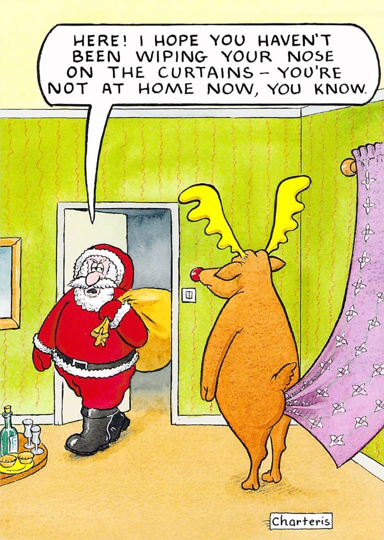 Paperlink Humorous Christmas Card (PLK3084) Wiping Your Nose On The Curtains