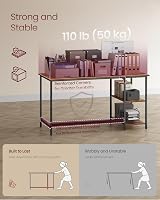 VASAGLE Computer Desk with Left or Right Shelves Rustic Brown Black LWD55X view 5