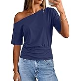 MEROKEETY Women's Off The Shoulder Short Sleeve Tops 2026 Summer Casual Going Out Trendy Y2k T Shirts
