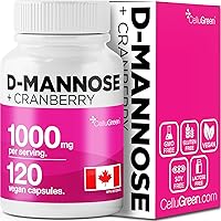 Fast-Acting D-Mannose with Cranberry Pills for UTI Treatment, Bladder and Urinary Tract Support, 1000mg per 2 capsule serving