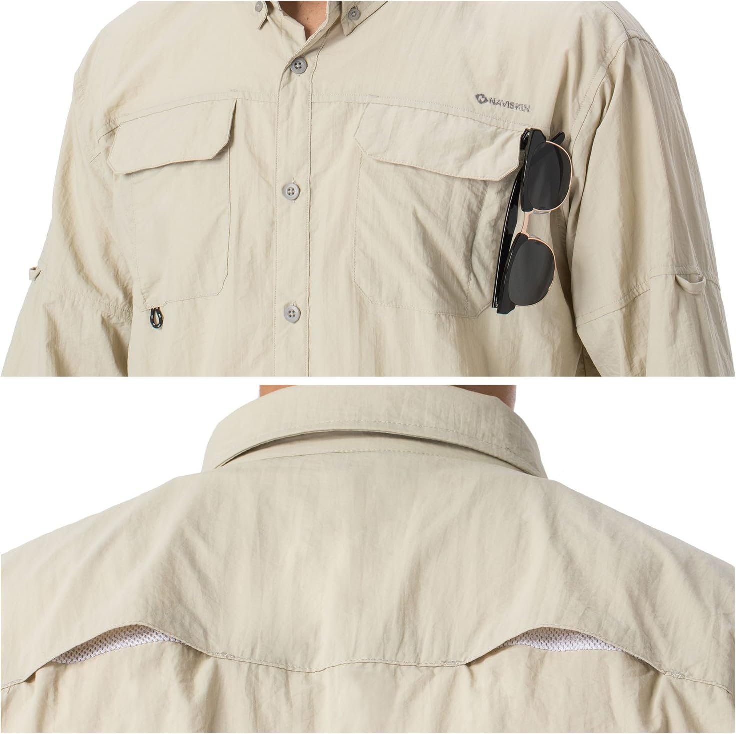 Naviskin Men's UPF 50+ Sun Protection Outdoor Long Sleeve Shirt Lightweight Quick-Dry Cooling Fishing Shirts : Clothing