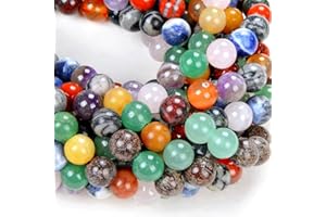 Zenkeeper Natural Gemstone Beads for Jewelry Making 6 MM Mixed Assorted Colorful Gemstones Loose Stone Beads