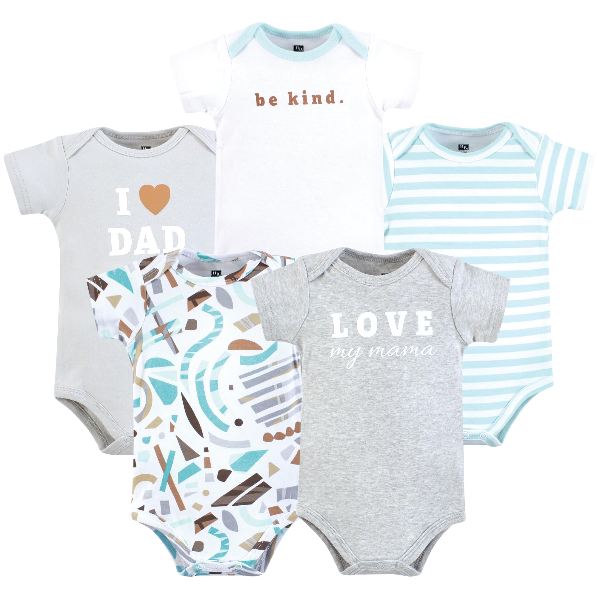Photo 1 of Hudson Baby Cotton Bodysuits, Neutral Abstract, Newborn