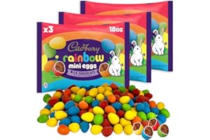CHAIN & JO SWEETS Cadbury Mini Eggs Rainbow - 3 Bags (18oz each) - Milk Chocolate Easter Candy With a Chrisp Sugar Snell - Ideal For Candy Basket Eater or Candy Dish - Cadbury Chocolate Rainbow Candy Perfect For Easter Basket Stuffers - Kids Easter Candy & Snacks for Adults - Chocolates For Gifting & Easter Candy Basket Stuffers Perfect For Sharing With Chocolate Lover
