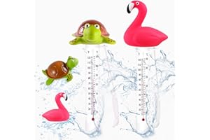 MEINV 2 Packs Pool Thermometers Floating Easy Read, Turtle & Flamingo Swimming Water Temperature Thermometer Large with String Waterproof Shatter Resistant for Outdoor Indoor Spas Hot Tub Cold Plunge Bath