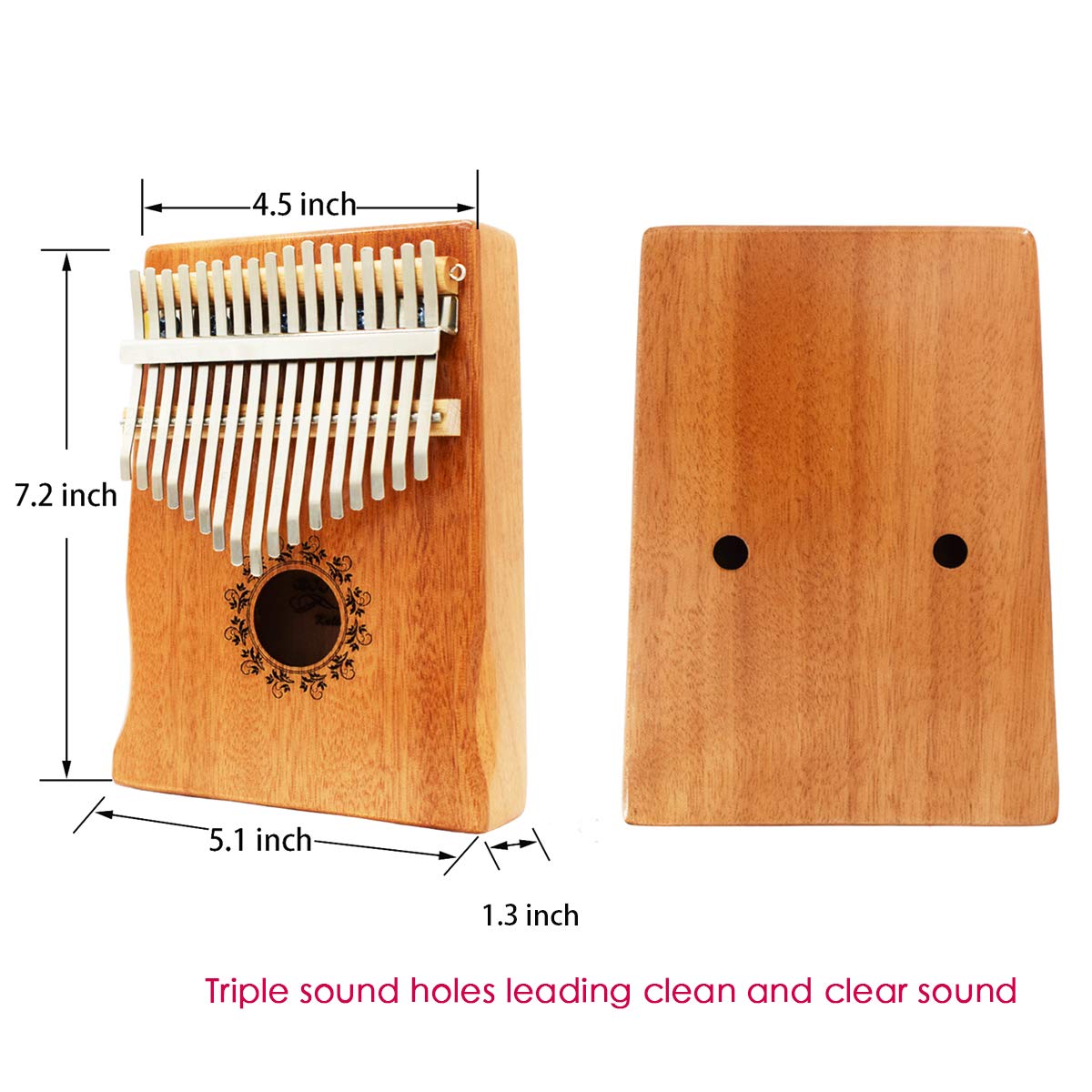 17 Key Kalimba Thumb Piano, Bindor Finger Piano Mbira Kalimba Solid Mahogany Body Portable Easy-to-learn Musical Instrument with Tuning Hammer
