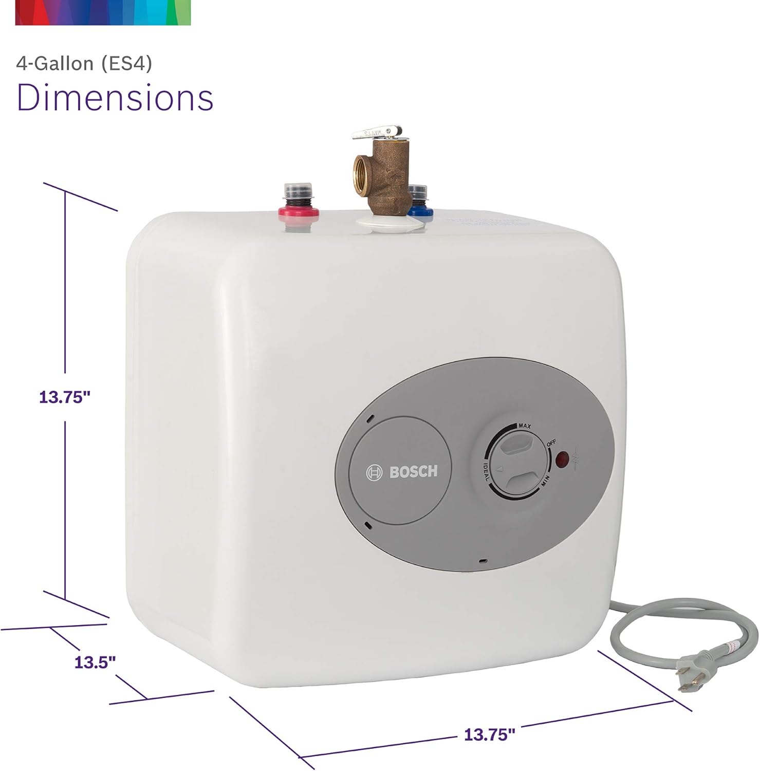 Bosch Electric Mini-Tank Water Heater Tronic 3000 T 4-Gallon (ES4) - Eliminate Time for Hot Water - Shelf, Wall or Floor Mounted - - 