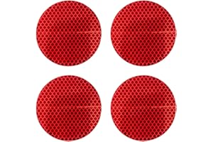 LiteMark DOT-SAE Red Reflective Discs – 3 Inch Round Prismatic Safety Reflectors with Protective Layer for Car, Truck, Trailer, Bike & Road Safety (Pack of 4)