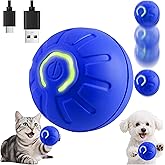 BIONEMAGILI Self-Moving Dog Toy Ball – Auto Roll & Motion-Activated Play | Chew-Resistant | USB Rechargeable | for Puppies to Medium Dogs (Blue,2in Small)