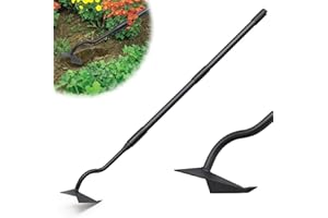 Lilyvane Garden Hoe, Heavy Duty Plow Hoe Garden Tool for Plowing,Cultivating, Trenching, Ridging, Weeding, Loosening Soil, 55 Inch Long Handle, V Shaped Sharp Triangle Hoe, Gardening Hand Tools