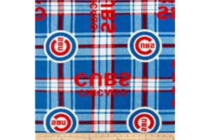 FABRIC TRADITIONS MLB Fleece Chicago Cubs Plaid Red/Blue, Fabric by the Yard